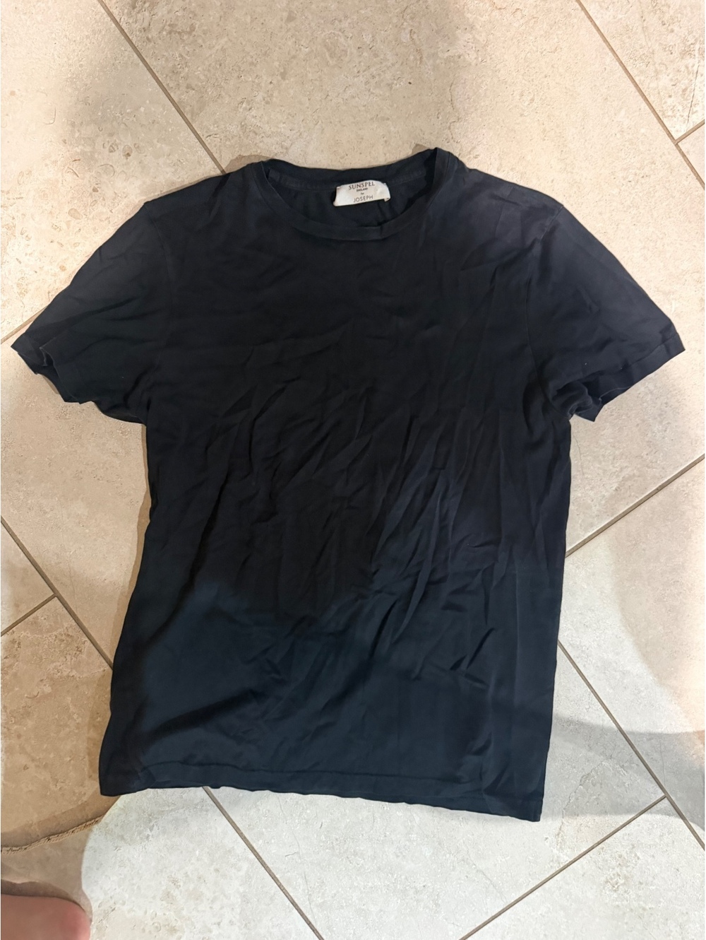 Sunspel England 100% Cotton black crew neck tshirt short sleeve M